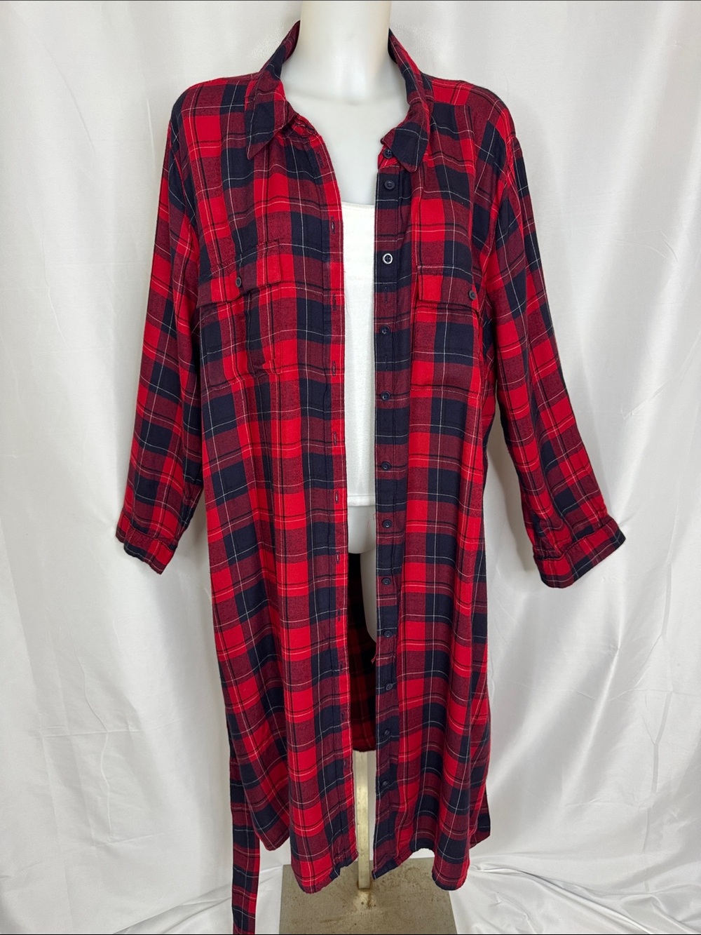 Lane Bryant Women’s Red And Blue Plaid Duster, Shirtdress NWOT